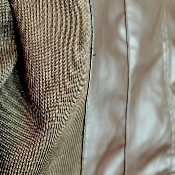 THERAPY women's m faux leather vegan friendly brown asymmetrical zipper jacket - Picture 10 of 12